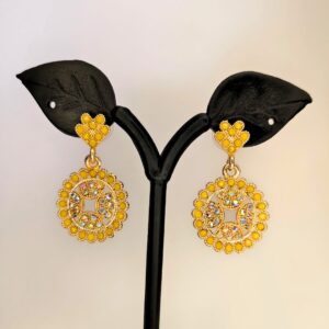 Yellow Chandbali Drop Earrings