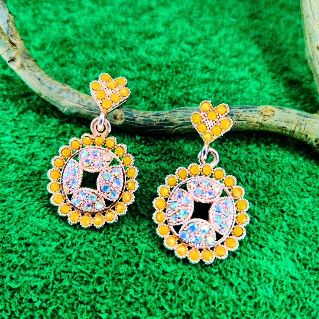 Yellow Chandbali Drop Earrings