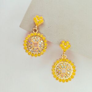 Yellow Chandbali Drop Earrings