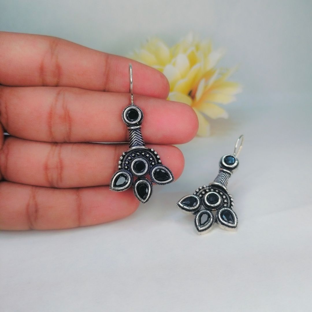 black stone sterling silver earrings jc10