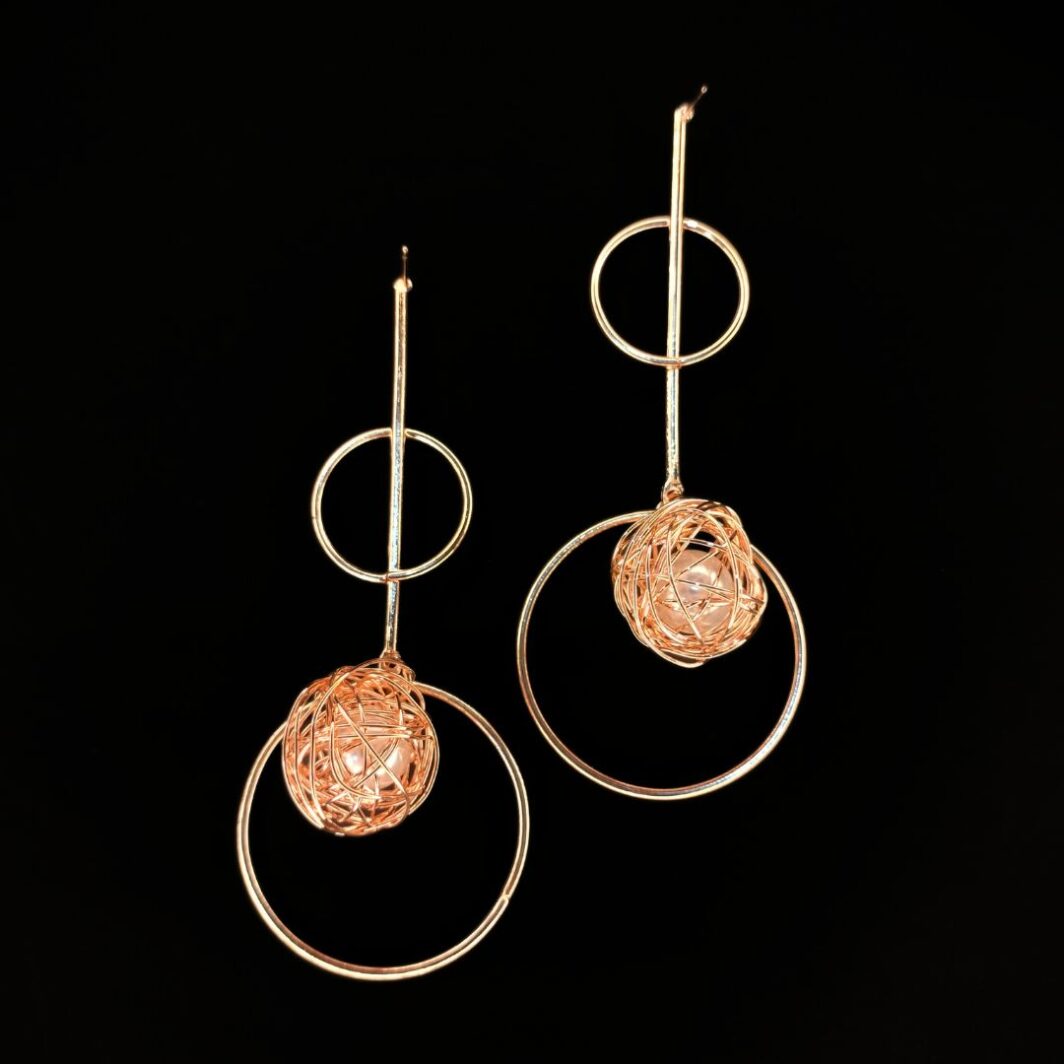 concentric two circles drop earrings jc188