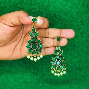 green kundan chandbali earrings jc42