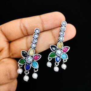 multi colour floral drop earrings jc56