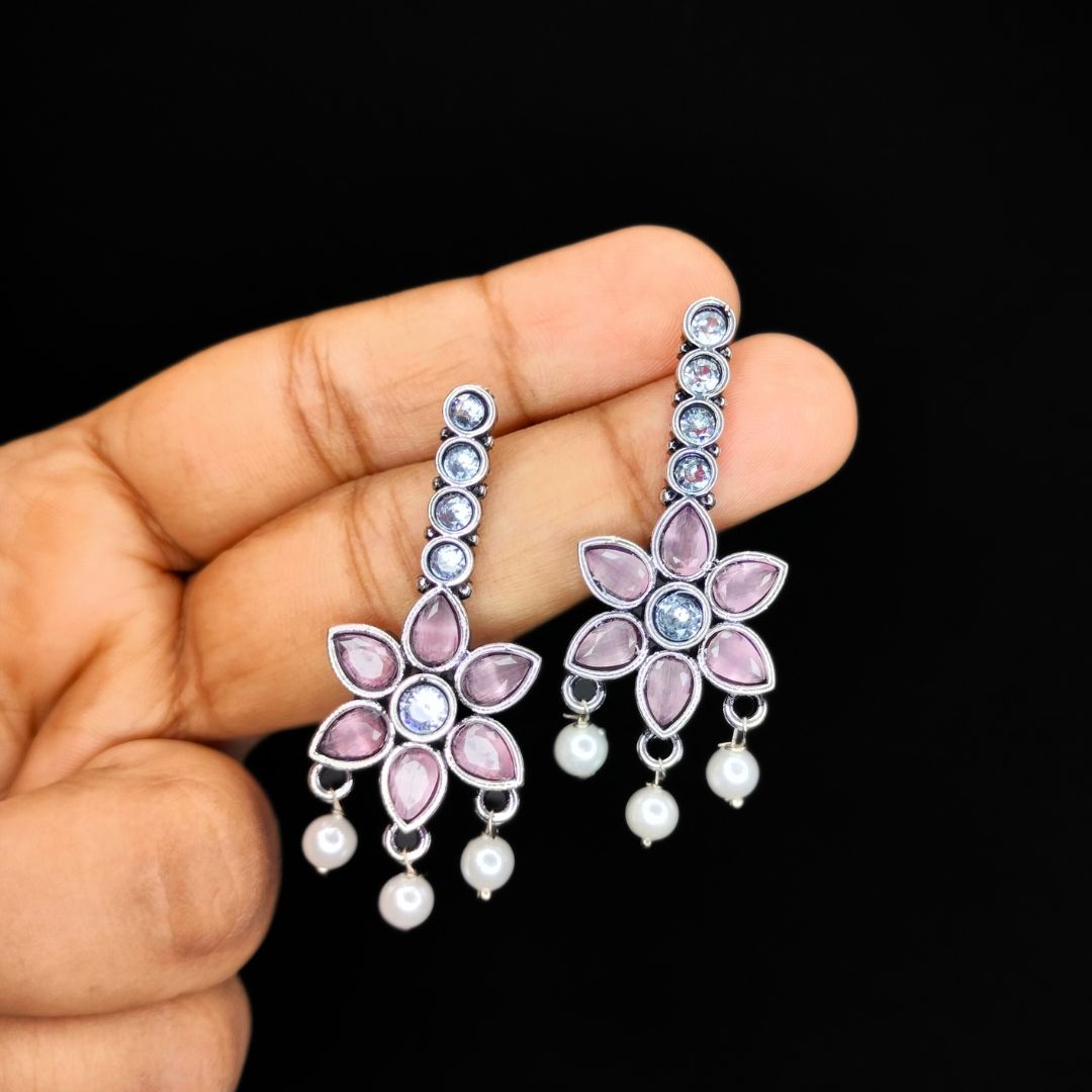 peach-flower-drop-earrings-with-diamond-&-pearl-jc60