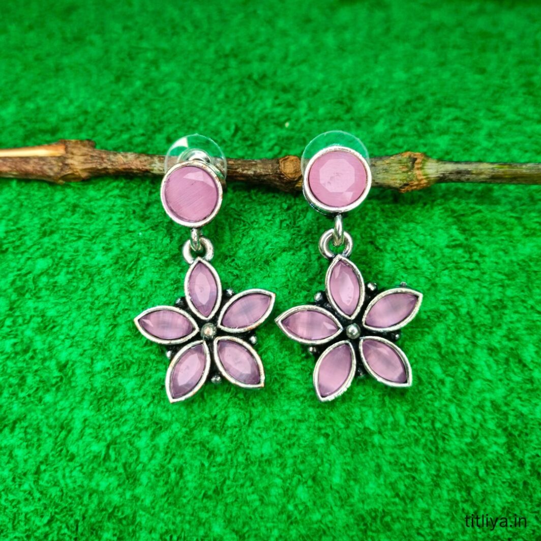 pink pearl light flower drop earrings for women jc68