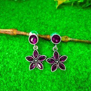 purple floral earrings in german silver jc71