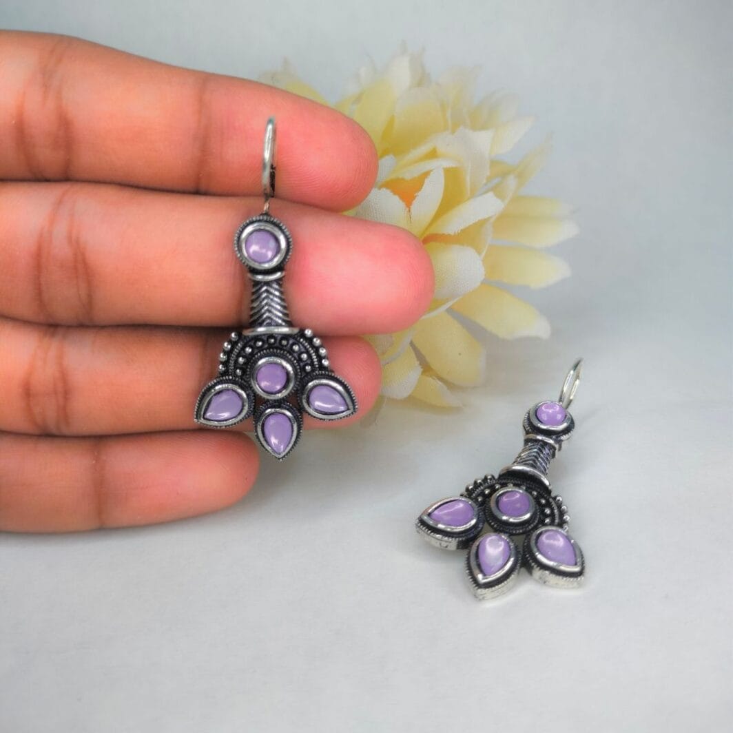 purple stone drop earrings for women jc14