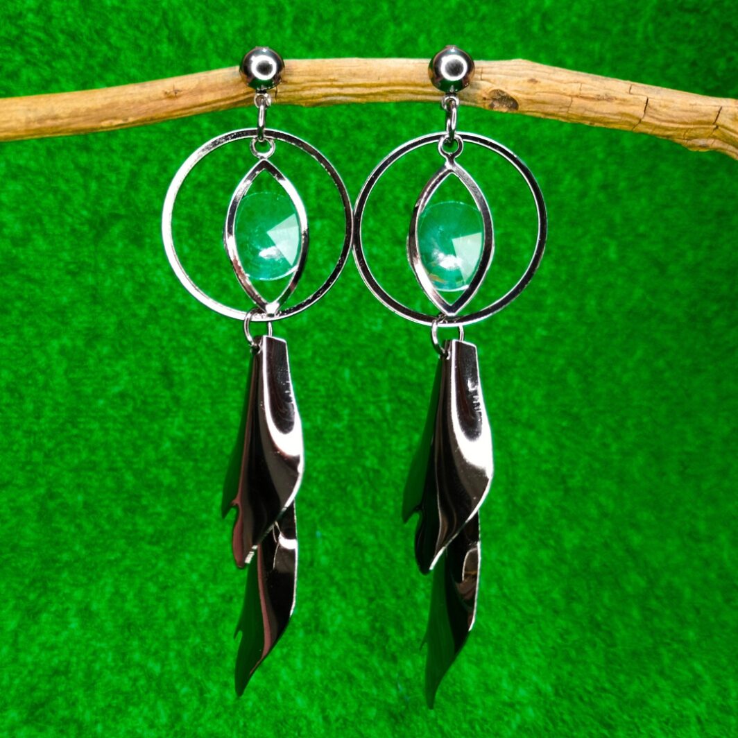 silver leaf long earrings for women girls jc219