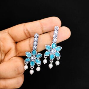 sky blue flower drop earrings jc62