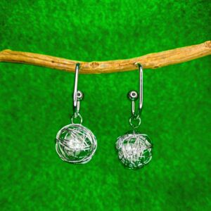 tangled wire wrap round ball dangler earrings jc194