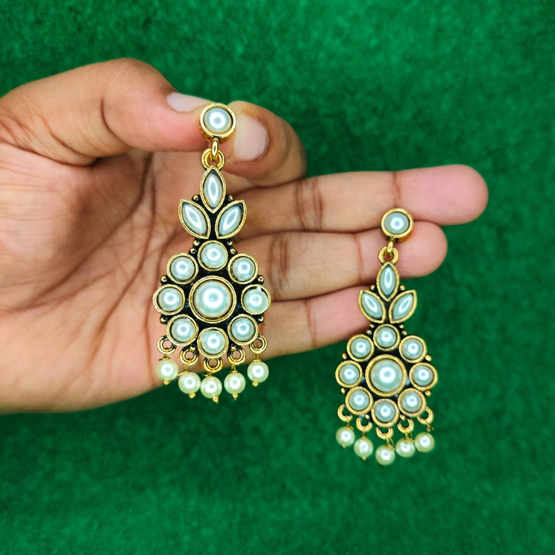 white pearl kundan earrings designed jc46