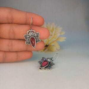 wine red shining butterfly earrings jc4 2