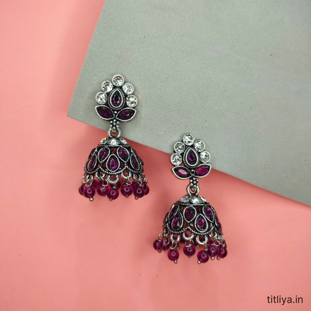 Beautiful Purple Dome Jhumka Earrings for Women 1