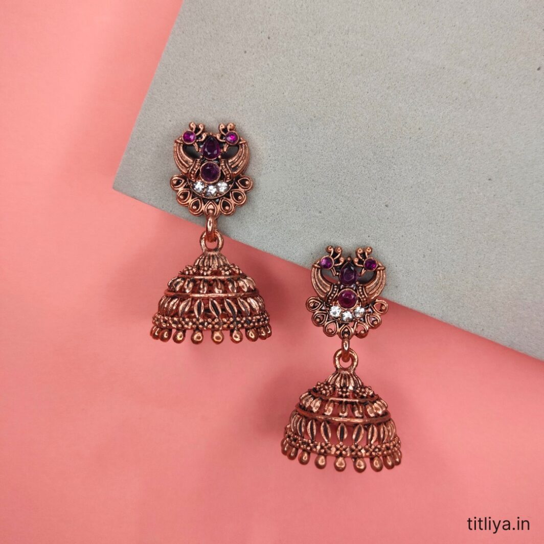 Beautiful Purple Dome Jhumka Earrings for Women