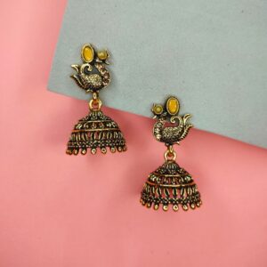 Bright Yellow Dome Jhumka Earrings Add a Splash of Color