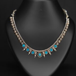 Buy Aqua Stone Oxidised Silver Choker Necklace Online in India Titliya