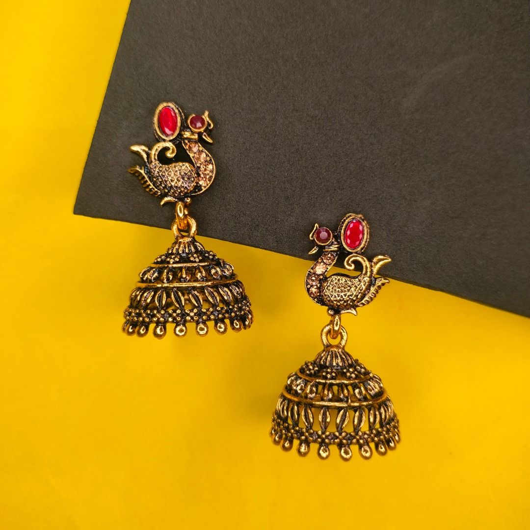 Classic Wine Red Dome Jhumka Earrings Timeless Appeal