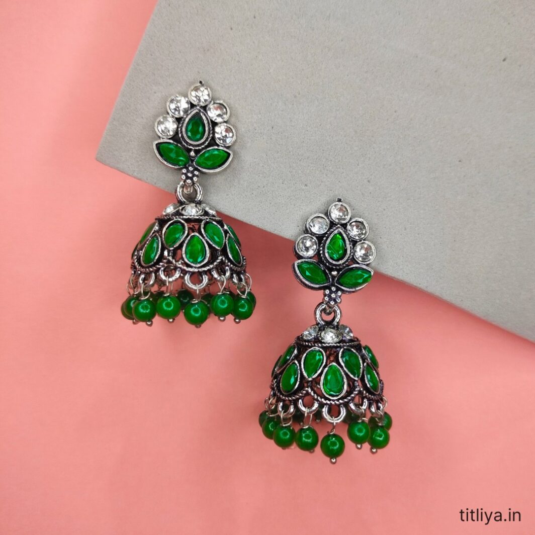 Elegant Green Dome Jhumka Earrings for Any Occasion 1