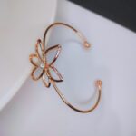 Rose Gold Flower Cuff Bracelet for Women