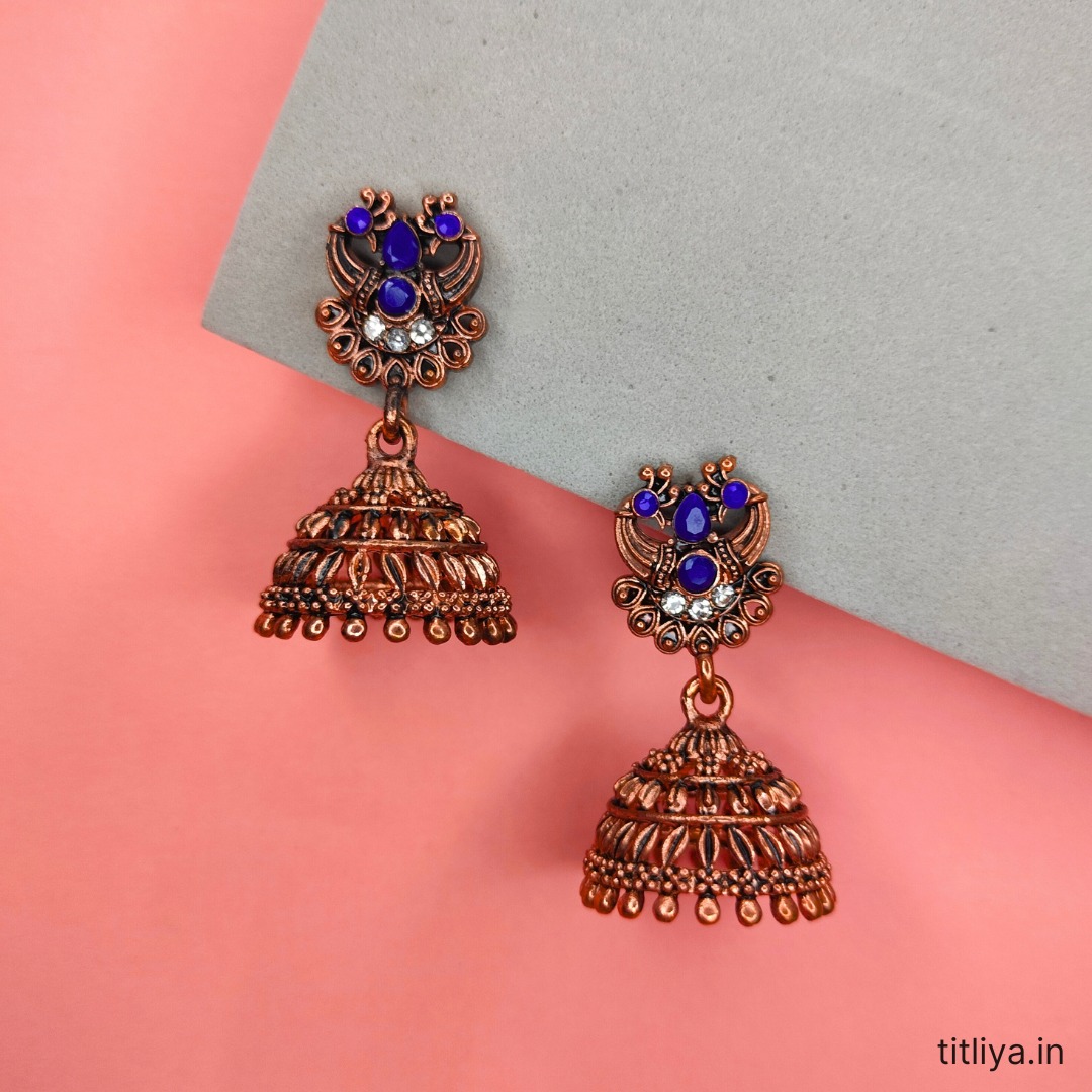 Latest Blue Dome Jhumka Earrings for Women