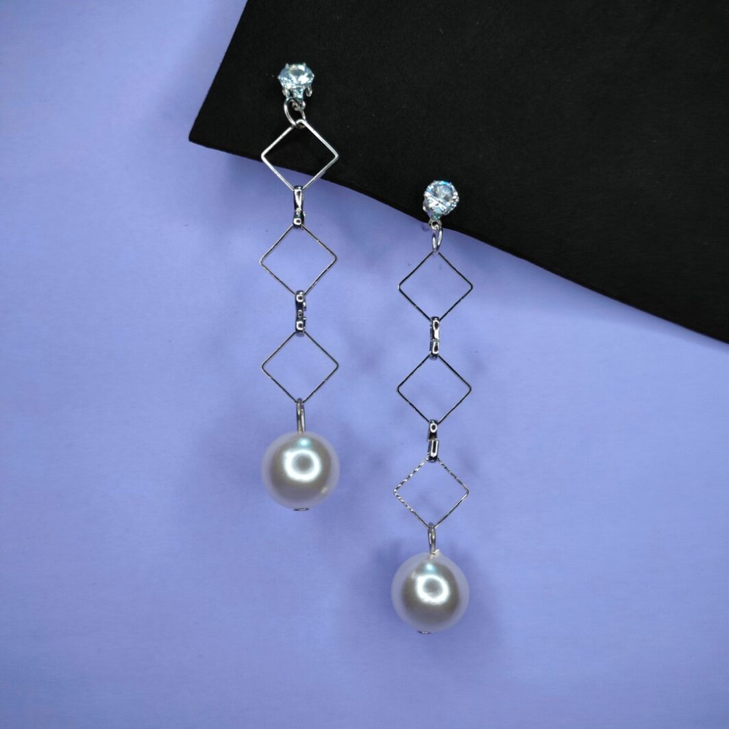 Long White Pearl Drop Earrings for Women Girls Latest Design