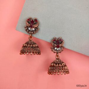 Maroon Dome Jhumka Earrings Elegant Womens Jewelry