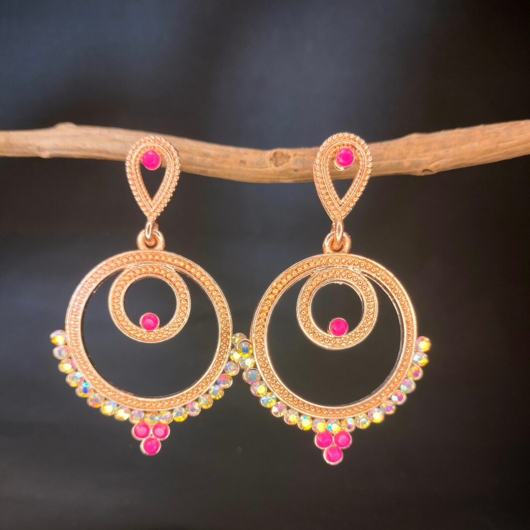 Pretty Pink Chandbali Drop Earrings for a Feminine Touch