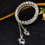 Silver-Plated Star Diamond Elastic Bracelet for Girls