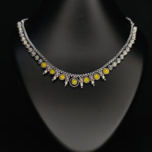 Stunning Oxidized Silver Choker Necklace with Yellow Stones Buy Online at Titliya