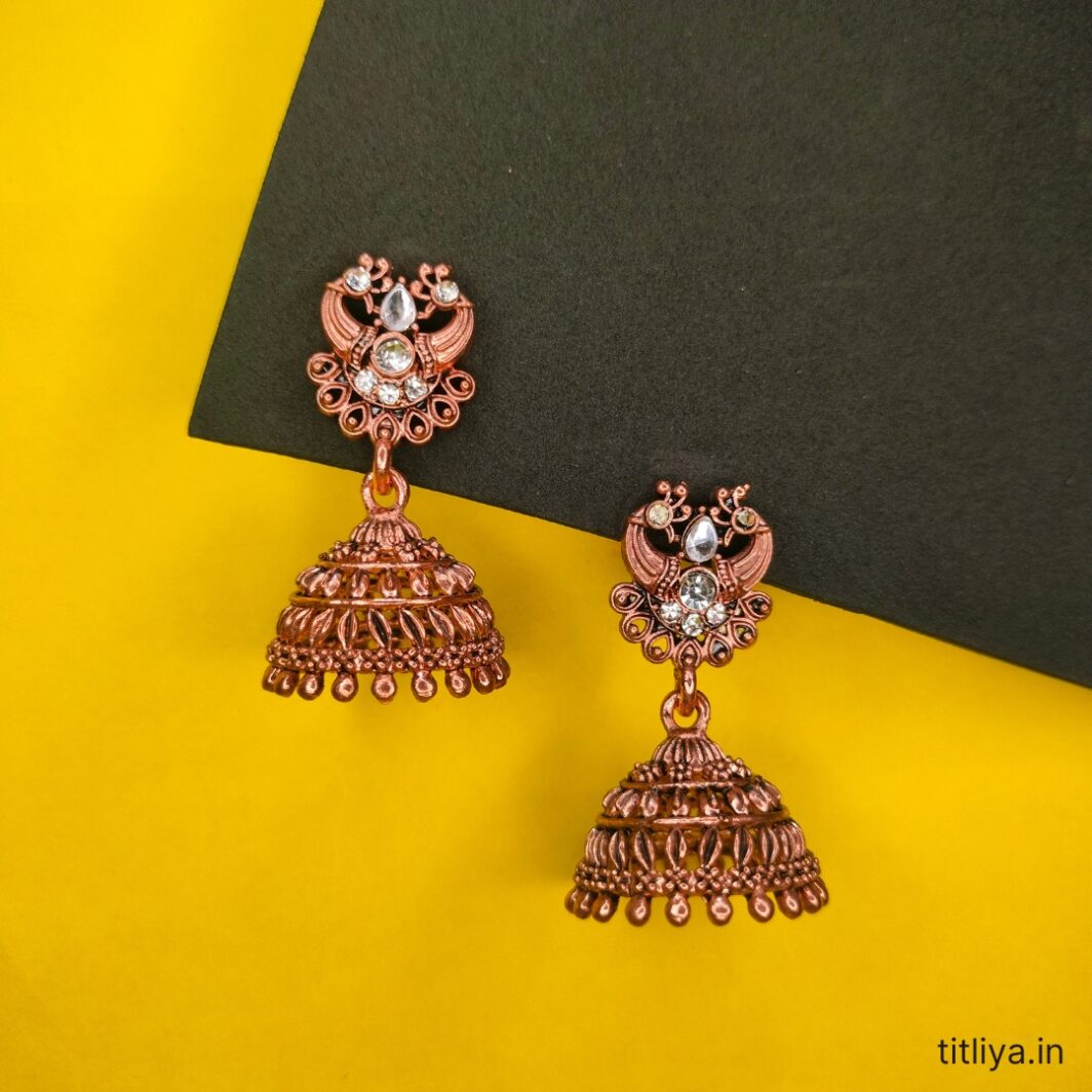 Stunning Silver Diamond Dome Jhumka Earrings