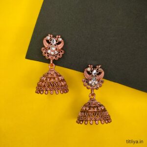 Stunning Silver Diamond Dome Jhumka Earrings