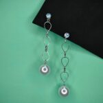 Trendy Three Chain Link Pearl Drop Earrings for Ladies