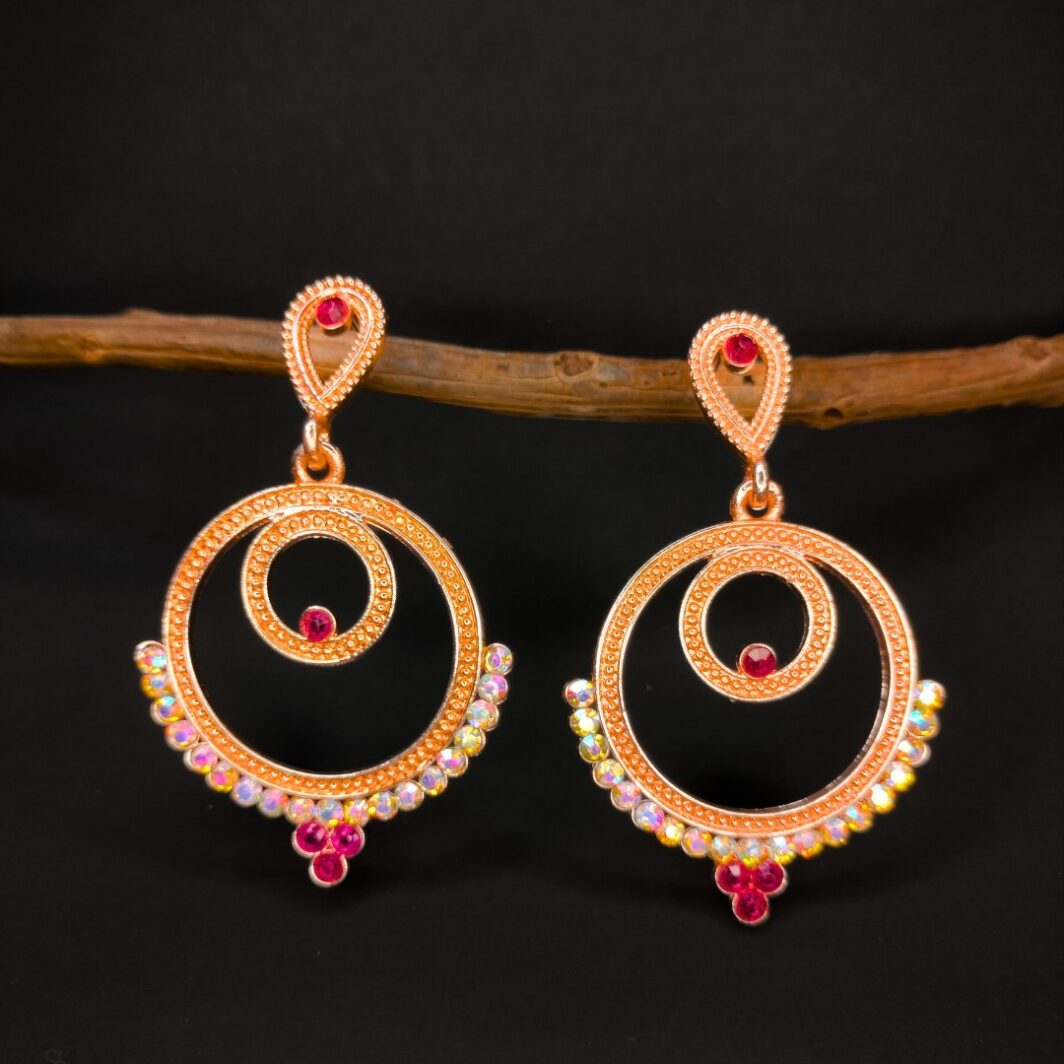 Wine Red Chandbali Drop Earrings for a Touch of Glamour