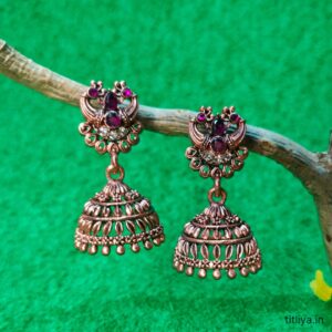 beautiful purple dome jhumka earrings jc107