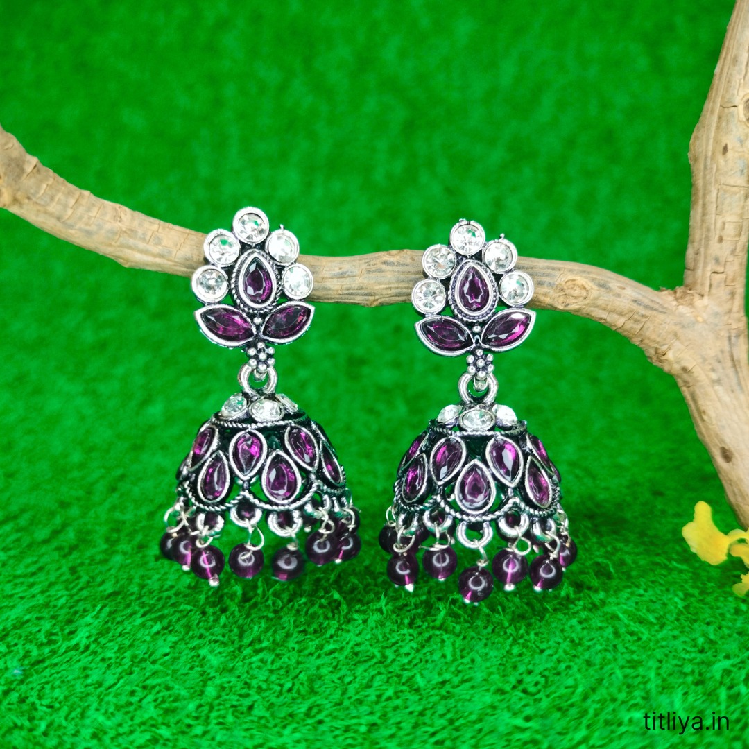 beautiful purple dome jhumka earrings jc119