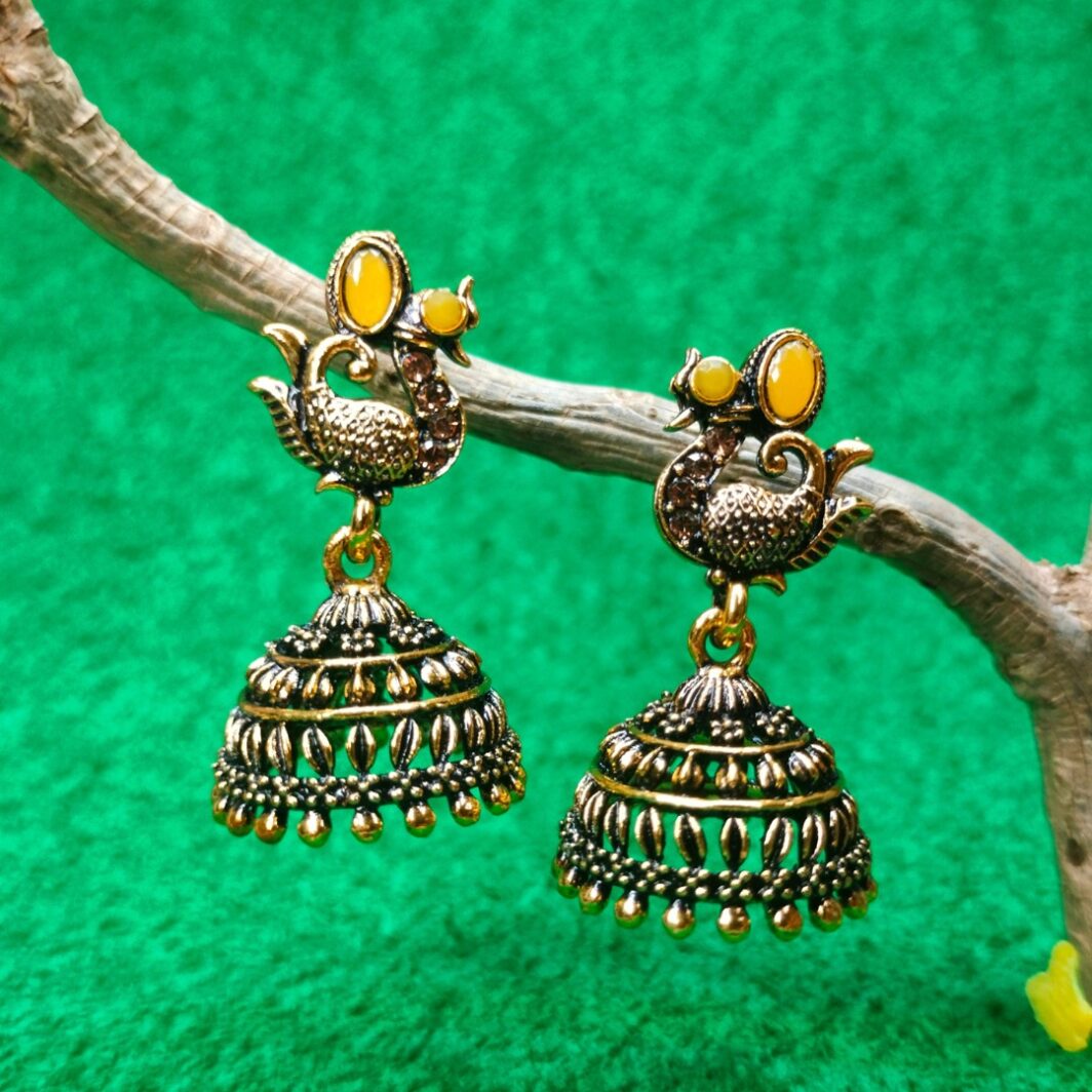 bright yellow dome jhumka earrings jc149