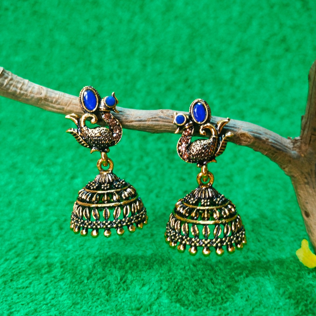 charming blue dome jhumka earrings jc147