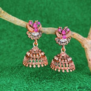 chic pink dome jhumka earrings jc103