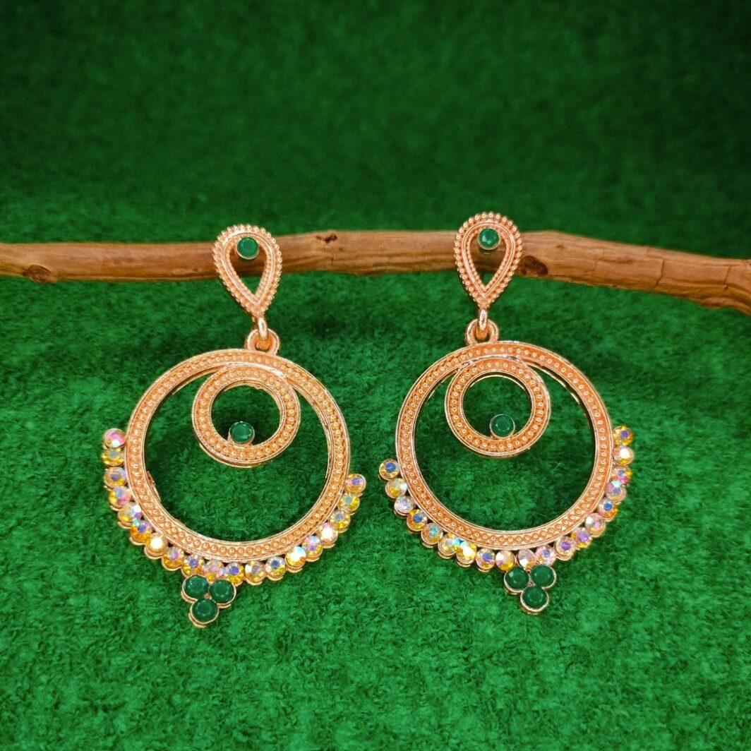 elegant green chandbali drop earrings jc124