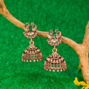 elegant green dome jhumka earrings jc101