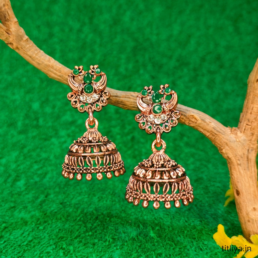 elegant green dome jhumka earrings jc101