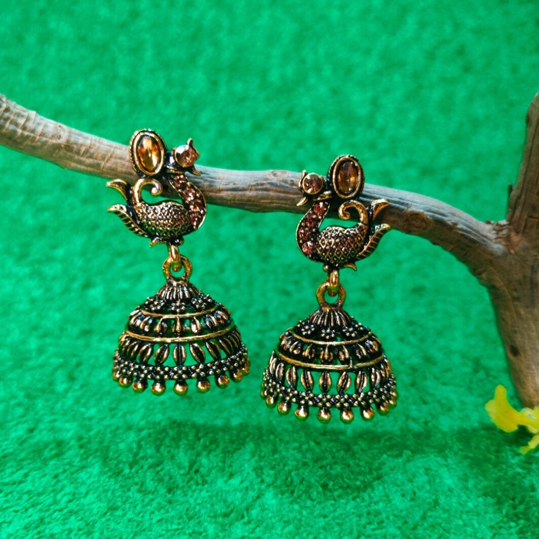 lovely light brown dome jhumka earrings jc151