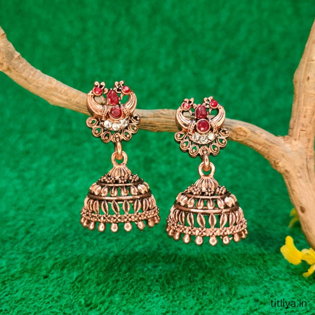 maroon dome jhumka earrings jc109