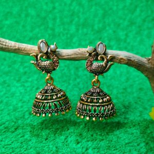 modern grey peacock jhumka earrings jc150