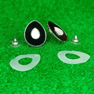 oval silver black enamel stud earrings jc175