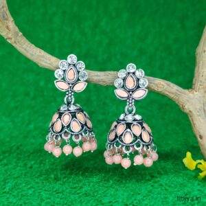 peach dome jhumka earrings jc118