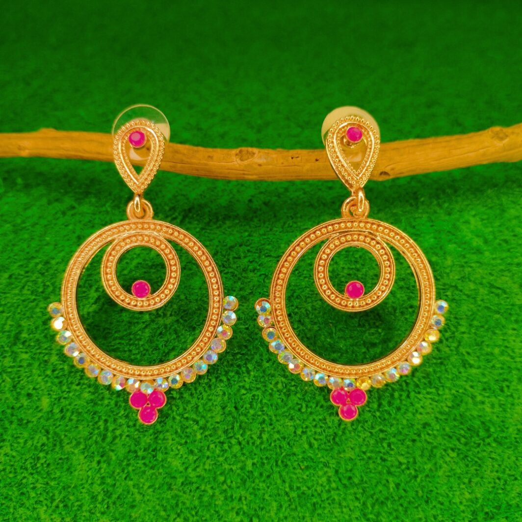 pretty pink chandbali drop earrings jc128