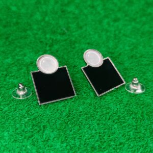 square silver black enamel stud earrings jc171