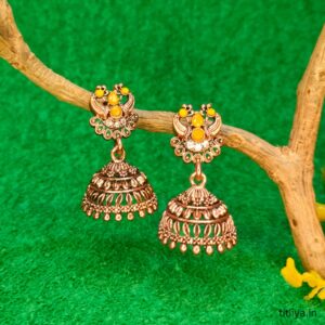 stylish yellow dome jhumka earrings jc102