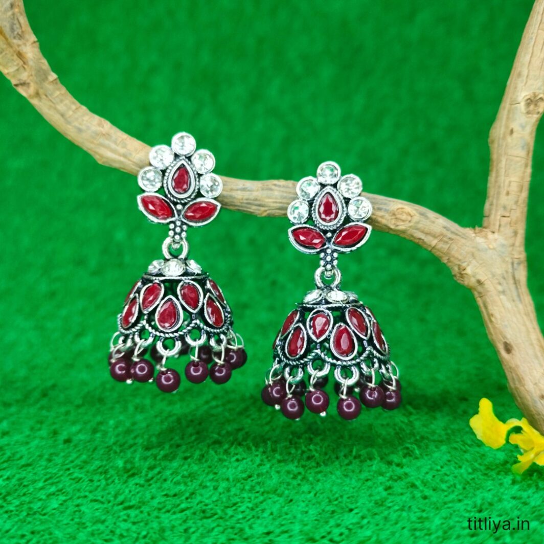 trendy maroon dome jhumka earrings jc120